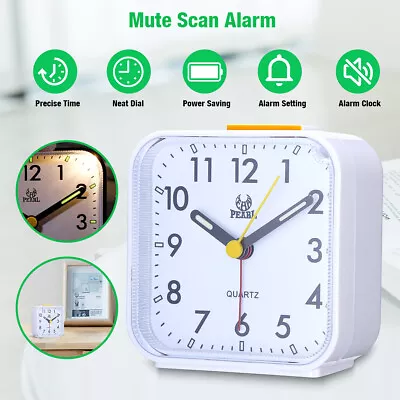 $17.79 • Buy LED Desk Alarm Clock Nightlight Snooze Quiet Non Ticking Battery Powered Bedroom