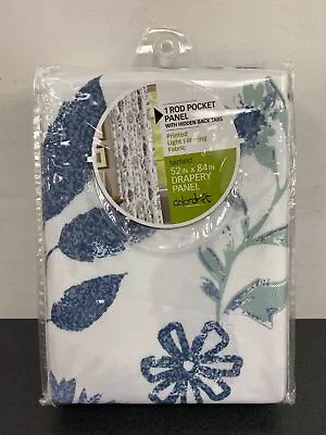 Colordrift Indigo/Aqua Floral Polyester 52 X84  Room Darkening Curtain Panel • $18.43