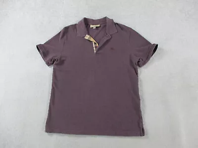 Burberry Polo Shirt Mens Large Purple Nova Check London Designer Cotton Luxury • $44.99