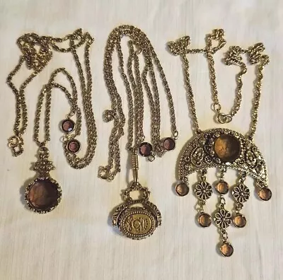 Vintage Victorian Revival / Inspired Intaglio GOLDETTE? Statement Necklaces • $19.99