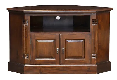 Mahogany Corner TV Unit With Flutted Columns And Single Shelf  2 Doors  • £395