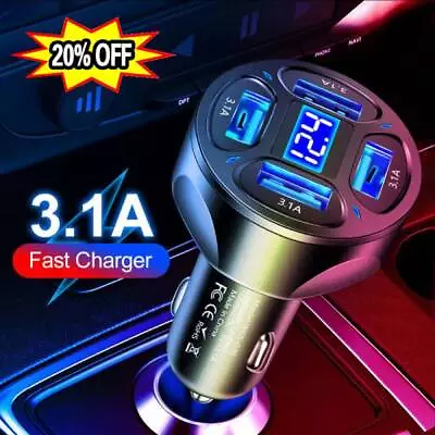 4 In1 QC 3.0 4 Ports USB Car Chargers Fast -Adapter Fast Charging Car • £3.82