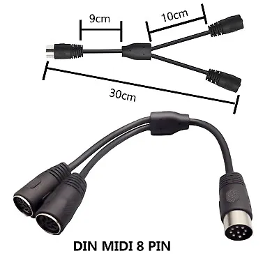 Din 8 Pin Male To 2x MIDI Female Speaker Audio System MIC Signal Control Cable • $8.99