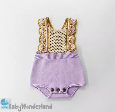 Baby Girls Cotton Knit Thick Purple Jumpsuit Romper One Piece Clothes 0-2Years • $38.95