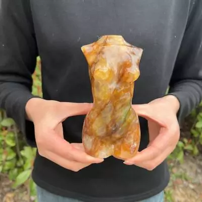 2LB 5.9  Natural Yellow Fire Quartz Hematoid Female Model Sculpture Crystal • $0.01