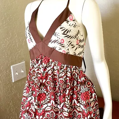 Milly New York Halter Dress Sz 4 100% Cotton Lined Sundress BOHO Cotton Print  • $11