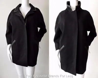 ISABEL MARANT Coat 3/4 Sleeves Size 0 US 2 -4  AU 6- 8 Black Cotton And Leather • $525