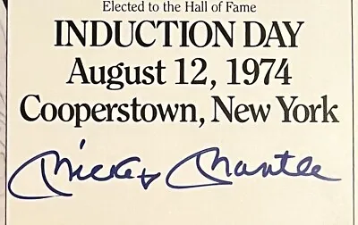 Mickey Mantle Signed Autographed 8X10 HOF Induction Photo Framed 10.5x13 PSA • $425