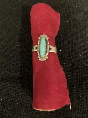Turquoise Sterling Silver Vintage Ring Size 5 • $19