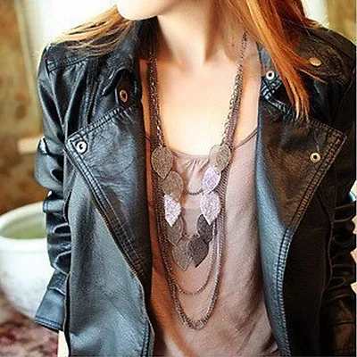 Bohemian Vintage Leaves Multi-layer Long Necklace Pendant Chain FashionA_`h • $6.87