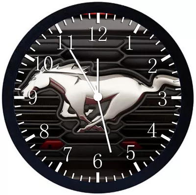 Mustang Black Frame Wall Clock Nice For Decor Or Gifts Y61 • $19.95