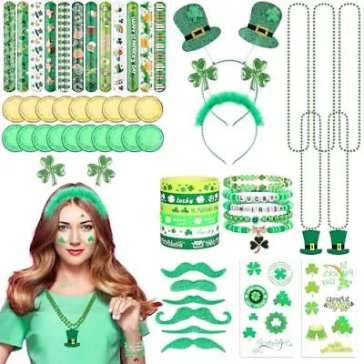 58Pcs St Patricks Day Party Favors Set With Headband Rubber Bracelets Mustach... • $18.95