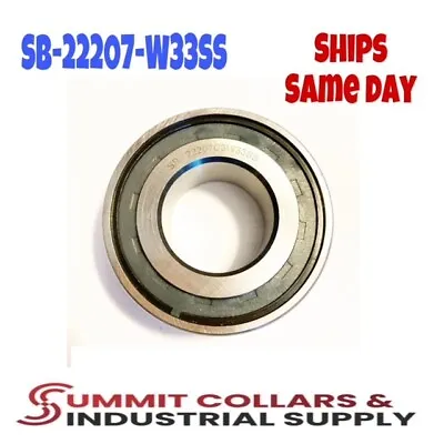 SB22207W33SS - Spherical Roller Bearing Straight Bore Double Sealed FREE SHIP • $83.99