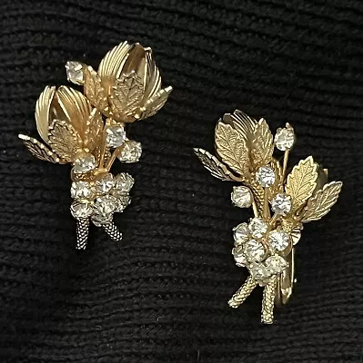 Vintage Vendome Faux Diamond Floral Stone Earrings - Signed • $36