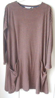 Seasalt Millpool Dress 3/4 Sleeves - Stripes - 100% Cotton - Size 8 - Lagenlook • £12.50
