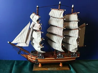 $79 • Buy HMS Bounty Ship 20” X 18” X 3” Wood Model British Royal Navy Historic Mutiny