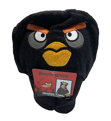 £17.82 • Buy Angry Birds Black Hooded Towel 23 X51  100% Cotton Home Bath Kids Pool Beach Fun
