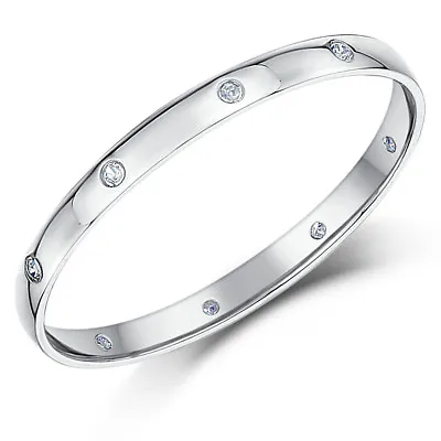 Palladium Diamond Ring Court Shape Diamond Eternity Wedding 2mm Band • £191