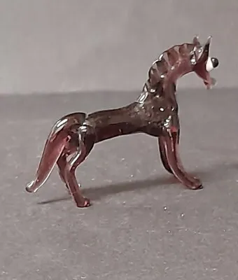 Miniature Hand Made Amber Art Glass Horse Pony - Murano - Mid Century • £7