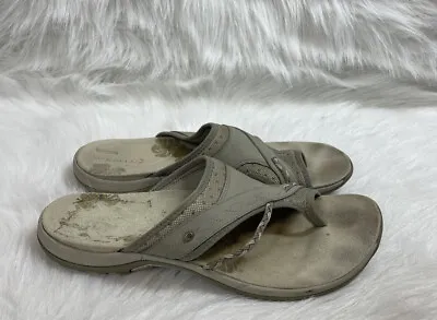 Merrell Sandals Womens 11 Hollyleaf Casual Slip On Thong J62232 Beige Leather • $15.95
