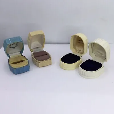 Vtg - Art Deco Plastic Ring Box - Lot Of 4 - Blue - Beige - Camel (b274)  • $70