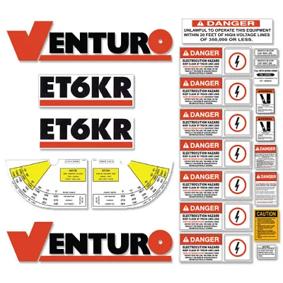 Fits Venturo ET6KR Decal Kit Crane Truck Boom Stickers Warning • $94.95