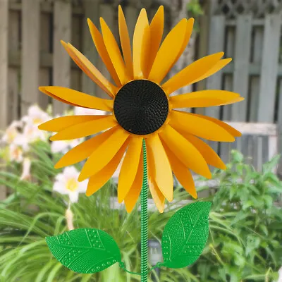 Wind Spinner 3D Metal Sunflower Windmill Heavy-Duty Wind Spinners Outdoor Decor • £10.67