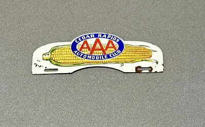 Vintage Aaa Cedar Rapids Plate Topper Corn Cow Porcelain Sign Car Gas Truck Oil • $84.99