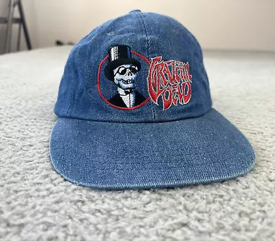 Vintage Grateful Dead Denim Hat Cap Embroidered Patch Tuck Strap With Buckle • $69.04