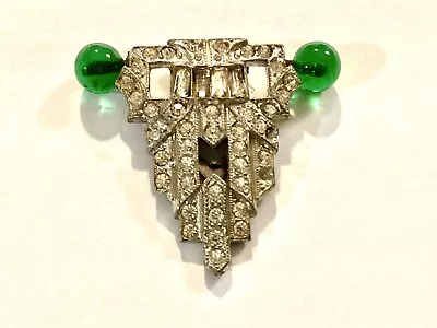 Lovely Vintage RHINESTONE And GREEN GLASS DRESS CLIPS • $20