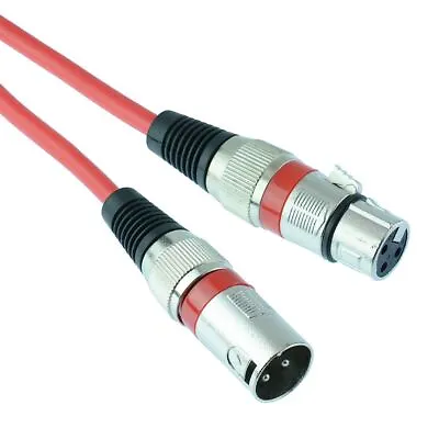 Red 25cm XLR Patch Lead Male To Female Microphone Mic Cable • £2.49