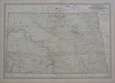 Original 1902 Map NORTH DAKOTA Indian Reservations Bismarck Jamestown Railroads • $19.99