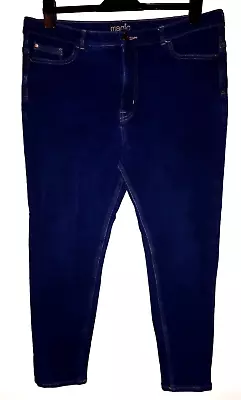 M&S The MAGIC Jean Indigo Blue Stretch Cotton HIGH Rise SKINNY Leg Jeans 18S • £0.99