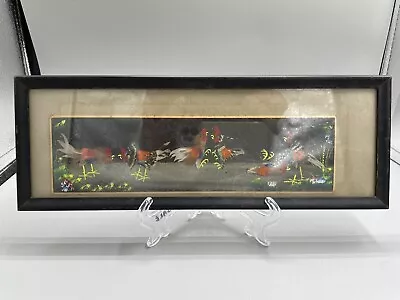 Vintage Cock Fighting Art Frame Picture • £24.11