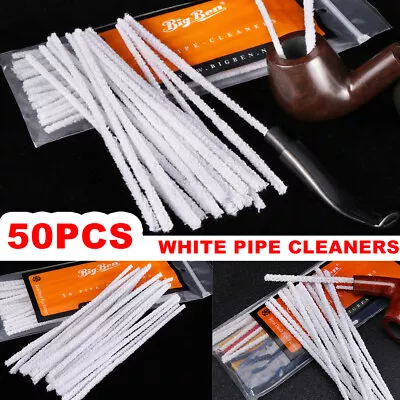 50pcs Smoking Pipe Cleaners Blend Cotton Rods Tobacco Mouthpiece Disposable Tool • $7.37