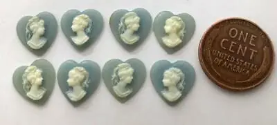 Vintage 11mm Raised Resin Cameo Heart Cabs Left And Right 8 • $1.65