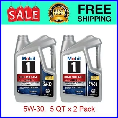 Mobil 1 High Mileage Full Synthetic Motor Oil 5W-30 5 Quart 2 Pack • $50.92