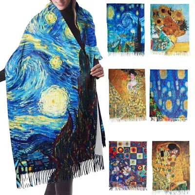 Scarf Stole Unisex Klimt Vangogh Kandinsky Monet Foulard Shawl Toocool A001 • $24.38