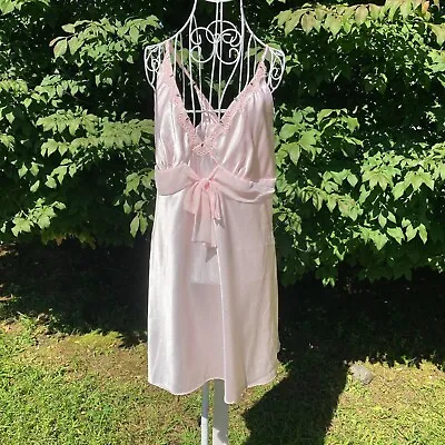 Vintage Y2k Slip Babydoll Dress Pink Rhinestones  |M - L| Linea Donatella • $35.28