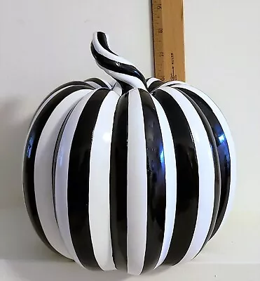 NEW Mackenzie Childs 8  X 8  COURTLY PINSTRIPE PUMPKIN     Mod Sleek & Stylish • $95