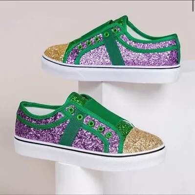 EUC Mardi Gras Glitter Slip-on Sneakers (6) #152 • $20