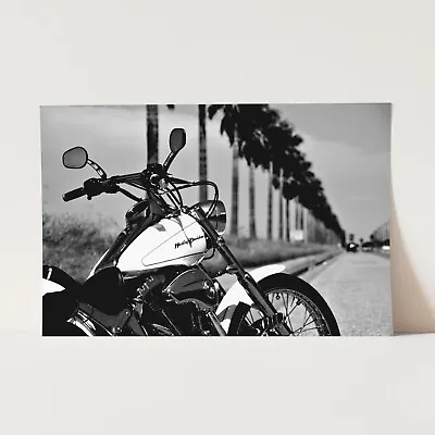 Harley Davidson Palm Trees California Vintage Motorcycle Wall Art Poster Print • $29