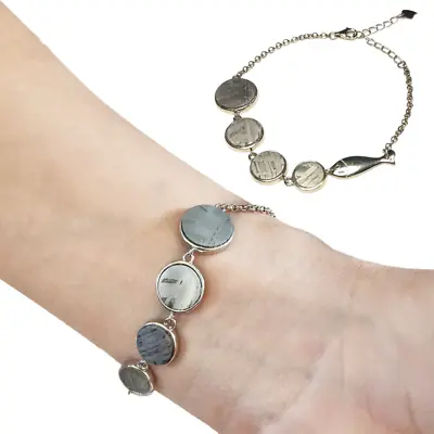Muonionalusta Meteorite Jewelry 925 Sterling Silver Inlaid Meteorite Bracelet • $125.84