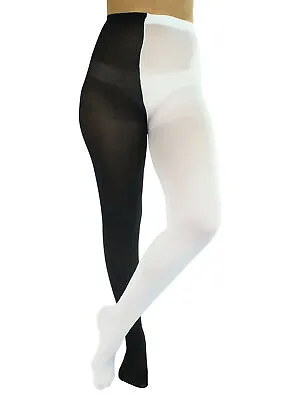 $12.99 • Buy Black & White Two-tone Jester Style Opaque Tights