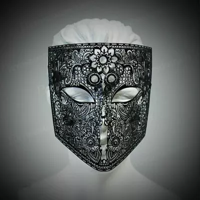 New Full Face Lace Metal Masquerade Mask Black Masquerade Ball Halloween Mask • $21.21