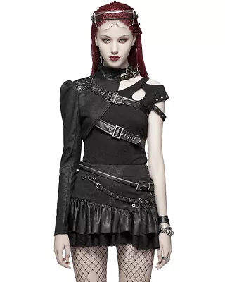 Punk Rave Womens Dieselpunk One Sleeve Shrug Harness Black Gothic Bolero Jacket • $49.79