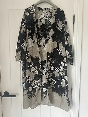 Masai Size Medium Long Lightweight Floral Print Tunic Shirt Button Up • £14.99