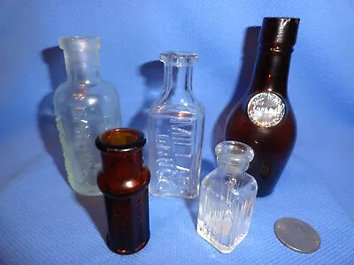 Antique Small Bottle Lot Whiskey Sample Poison Drug Store Etc • $15.50