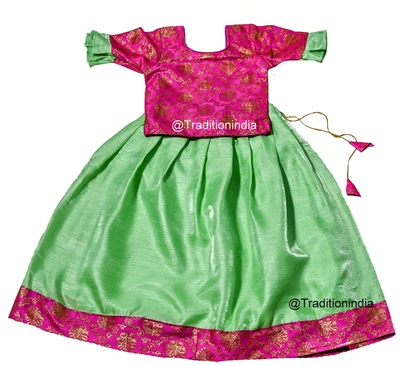 $47.23 • Buy Baby Girls Pavadai Set, Kids Lehenga Choli, Readymade Girls Outfits, Girls Set