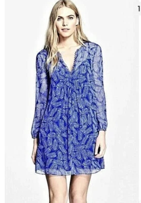 $49.99 • Buy Diane Von Furstenberg Aria Blue Floral Printed 100% Silk Tunic Dress- Sz 10